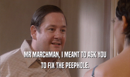 MR MARCHMAN, I MEANT TO ASK YOU
 TO FIX THE PEEPHOLE.
 
