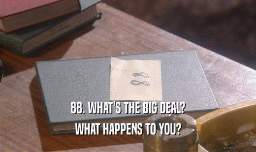 88. WHAT'S THE BIG DEAL? WHAT HAPPENS TO YOU? 