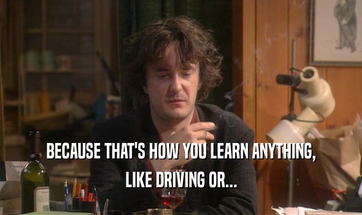 BECAUSE THAT'S HOW YOU LEARN ANYTHING, LIKE DRIVING OR... 