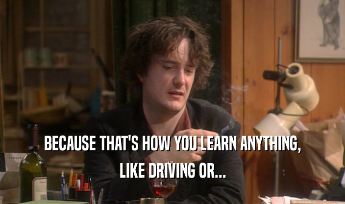 BECAUSE THAT'S HOW YOU LEARN ANYTHING, LIKE DRIVING OR... 