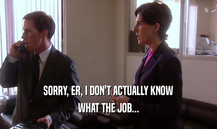 SORRY, ER, I DON'T ACTUALLY KNOW WHAT THE JOB... 