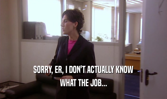 SORRY, ER, I DON'T ACTUALLY KNOW WHAT THE JOB... 