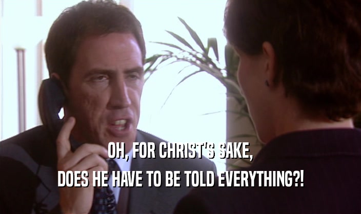 OH, FOR CHRIST'S SAKE, DOES HE HAVE TO BE TOLD EVERYTHING?! 