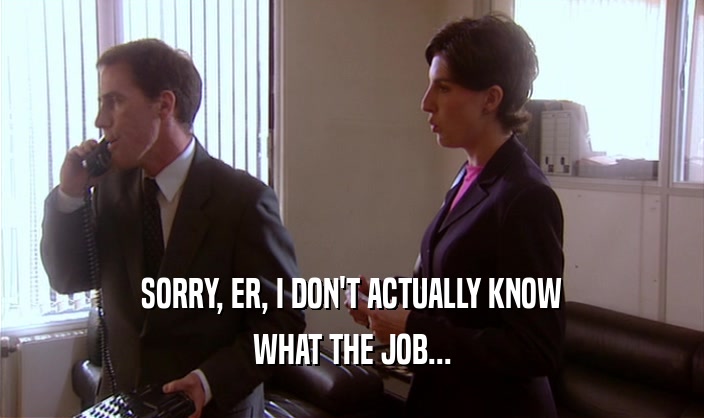 SORRY, ER, I DON'T ACTUALLY KNOW WHAT THE JOB... 