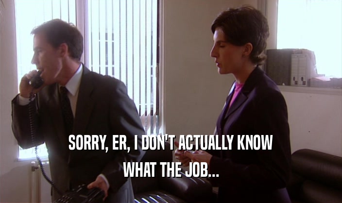 SORRY, ER, I DON'T ACTUALLY KNOW WHAT THE JOB... 
