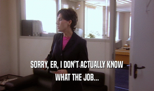 SORRY, ER, I DON'T ACTUALLY KNOW WHAT THE JOB... 