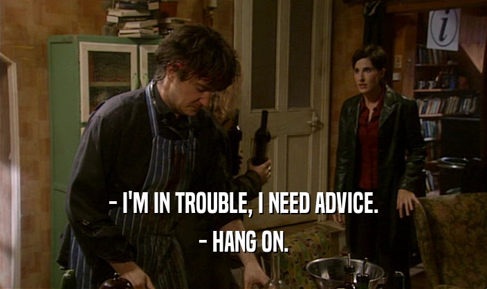 - I'M IN TROUBLE, I NEED ADVICE. - HANG ON. 