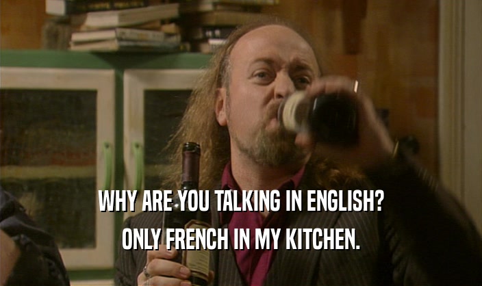 WHY ARE YOU TALKING IN ENGLISH? ONLY FRENCH IN MY KITCHEN. 