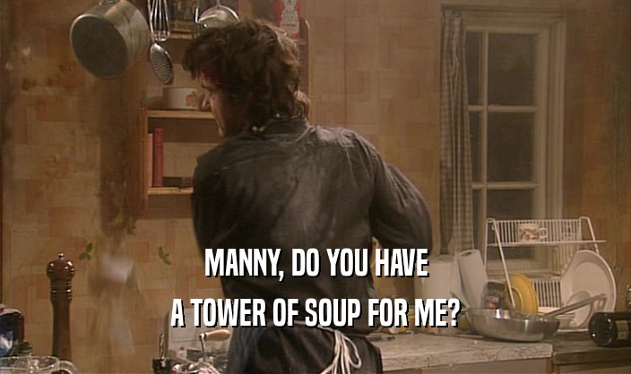 MANNY, DO YOU HAVE A TOWER OF SOUP FOR ME? 