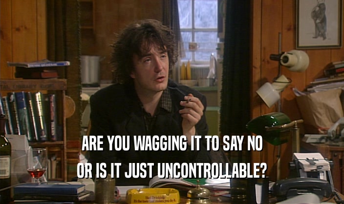 ARE YOU WAGGING IT TO SAY NO
 OR IS IT JUST UNCONTROLLABLE?
 