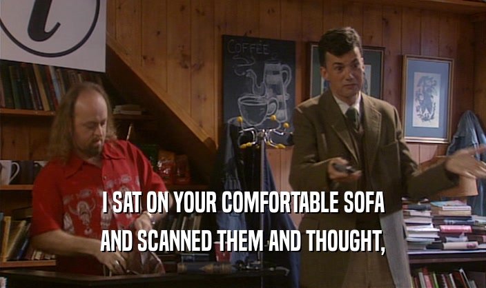 I SAT ON YOUR COMFORTABLE SOFA AND SCANNED THEM AND THOUGHT, 