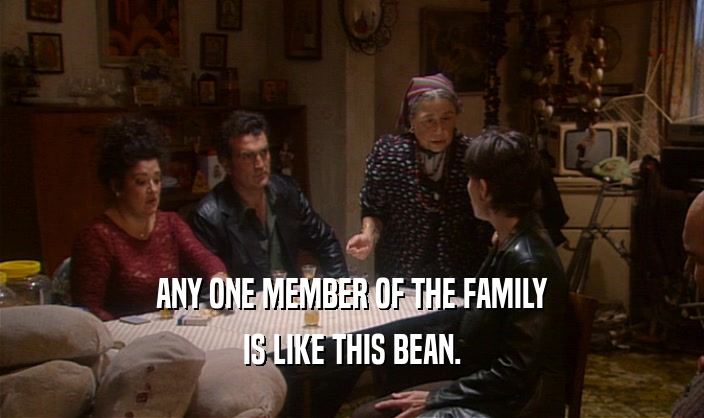 ANY ONE MEMBER OF THE FAMILY IS LIKE THIS BEAN. 