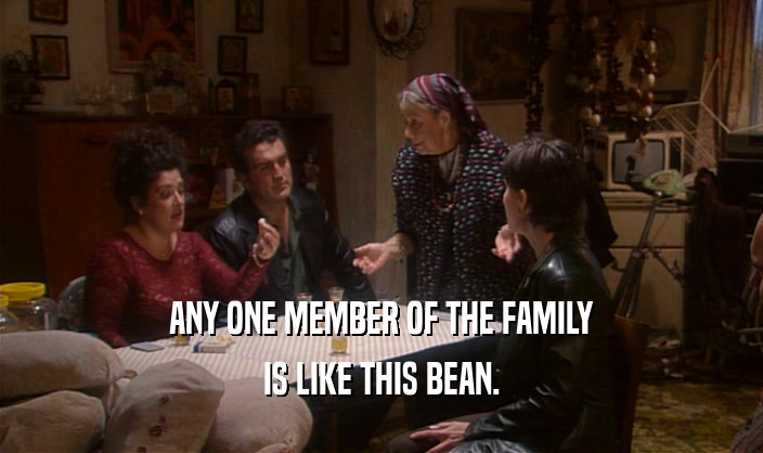 ANY ONE MEMBER OF THE FAMILY IS LIKE THIS BEAN. 