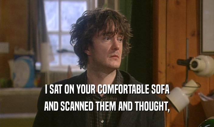 I SAT ON YOUR COMFORTABLE SOFA
 AND SCANNED THEM AND THOUGHT,
 