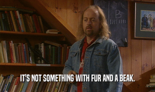 IT'S NOT SOMETHING WITH FUR AND A BEAK.  