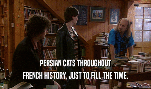PERSIAN CATS THROUGHOUT
 FRENCH HISTORY, JUST TO FILL THE TIME.
 