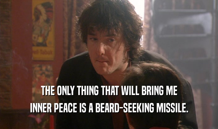 THE ONLY THING THAT WILL BRING ME INNER PEACE IS A BEARD-SEEKING MISSILE. 