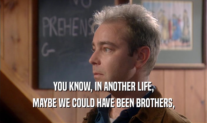 YOU KNOW, IN ANOTHER LIFE, MAYBE WE COULD HAVE BEEN BROTHERS, 