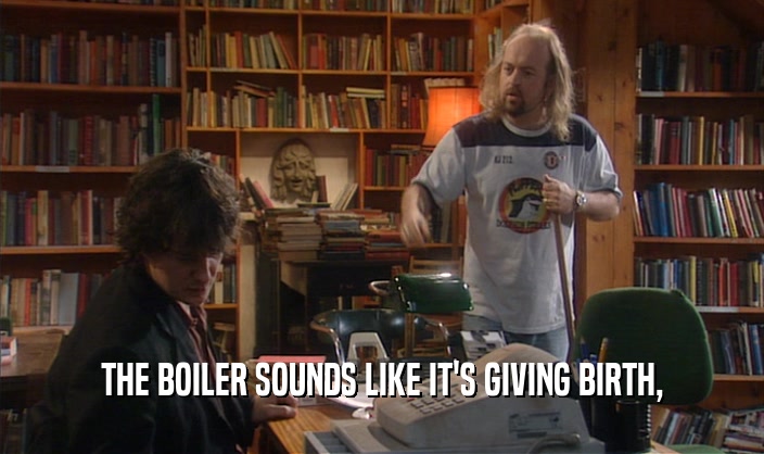 THE BOILER SOUNDS LIKE IT'S GIVING BIRTH,
  