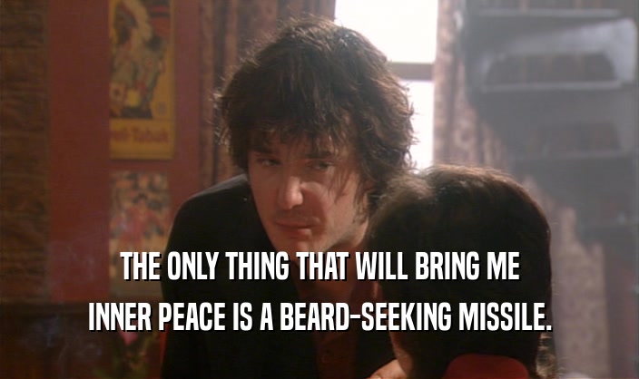 THE ONLY THING THAT WILL BRING ME INNER PEACE IS A BEARD-SEEKING MISSILE. 