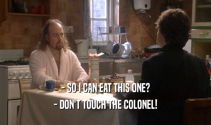 - SO I CAN EAT THIS ONE?
 - DON'T TOUCH THE COLONEL!
 