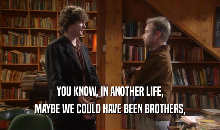 YOU KNOW, IN ANOTHER LIFE, MAYBE WE COULD HAVE BEEN BROTHERS, 