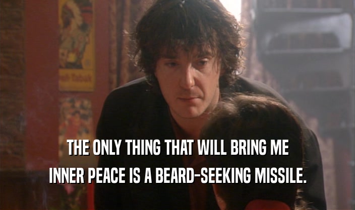 THE ONLY THING THAT WILL BRING ME INNER PEACE IS A BEARD-SEEKING MISSILE. 