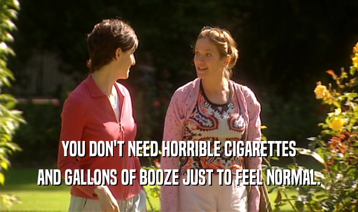 YOU DON'T NEED HORRIBLE CIGARETTES
 AND GALLONS OF BOOZE JUST TO FEEL NORMAL.
 