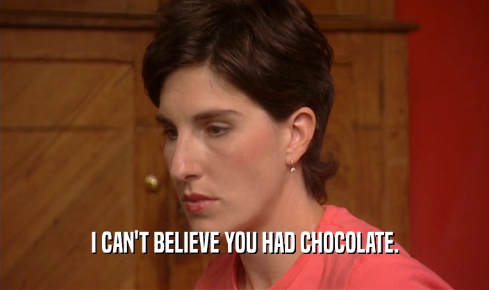 I CAN'T BELIEVE YOU HAD CHOCOLATE.
  