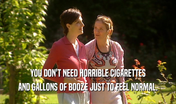YOU DON'T NEED HORRIBLE CIGARETTES AND GALLONS OF BOOZE JUST TO FEEL NORMAL. 