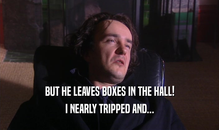 BUT HE LEAVES BOXES IN THE HALL! I NEARLY TRIPPED AND... 