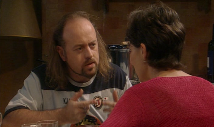 HE EATS ALL THE SWEETS, HE SAYS THEY'LL MAKE MY HAIR FALL OUT. 