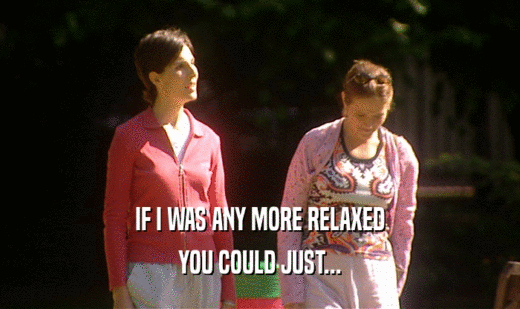 IF I WAS ANY MORE RELAXED YOU COULD JUST... 