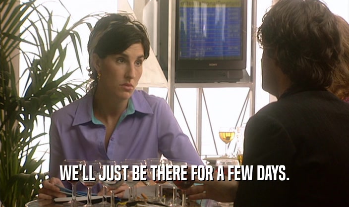 WE'LL JUST BE THERE FOR A FEW DAYS.  