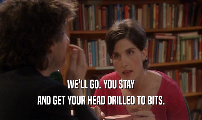 WE'LL GO. YOU STAY AND GET YOUR HEAD DRILLED TO BITS. 