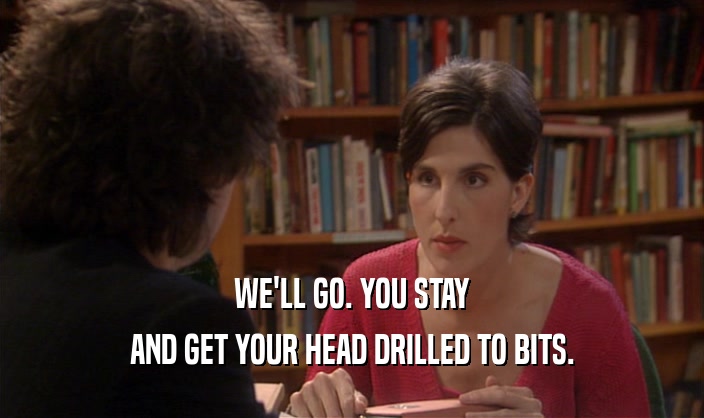WE'LL GO. YOU STAY AND GET YOUR HEAD DRILLED TO BITS. 