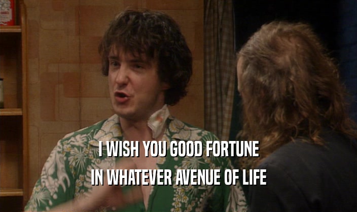 I WISH YOU GOOD FORTUNE IN WHATEVER AVENUE OF LIFE 