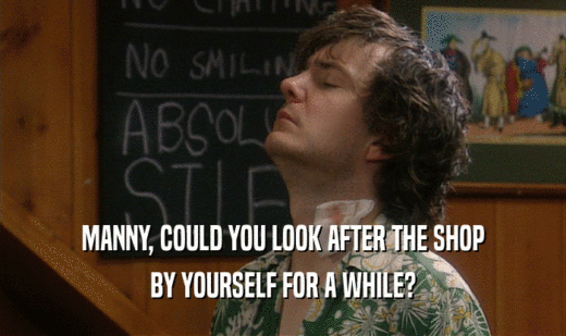 MANNY, COULD YOU LOOK AFTER THE SHOP BY YOURSELF FOR A WHILE? 