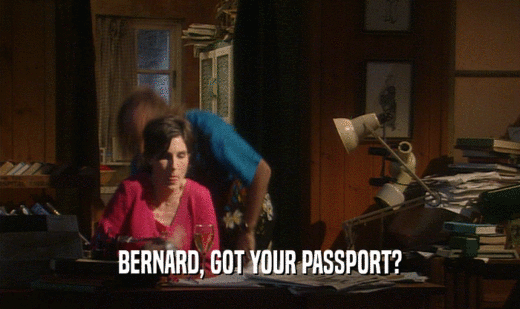 BERNARD, GOT YOUR PASSPORT?
  