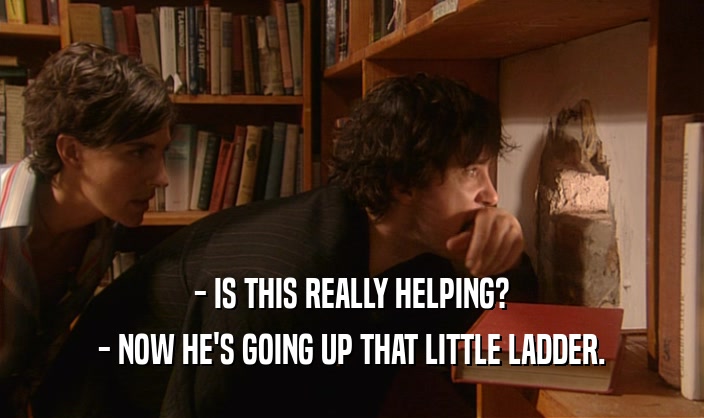 - IS THIS REALLY HELPING? - NOW HE'S GOING UP THAT LITTLE LADDER. 