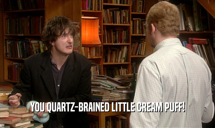 YOU QUARTZ-BRAINED LITTLE CREAM PUFF!  