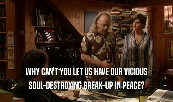 WHY CAN'T YOU LET US HAVE OUR VICIOUS SOUL-DESTROYING BREAK-UP IN PEACE? 