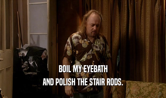BOIL MY EYEBATH
 AND POLISH THE STAIR RODS.
 