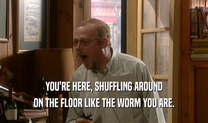 YOU'RE HERE, SHUFFLING AROUND
 ON THE FLOOR LIKE THE WORM YOU ARE.
 