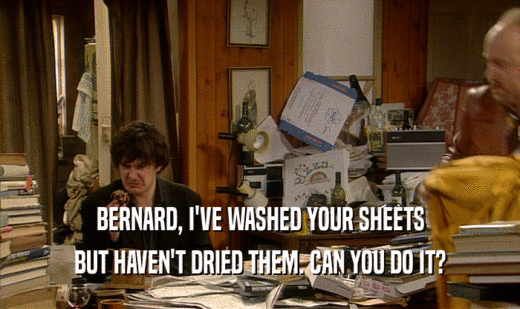 BERNARD, I'VE WASHED YOUR SHEETS BUT HAVEN'T DRIED THEM. CAN YOU DO IT? 