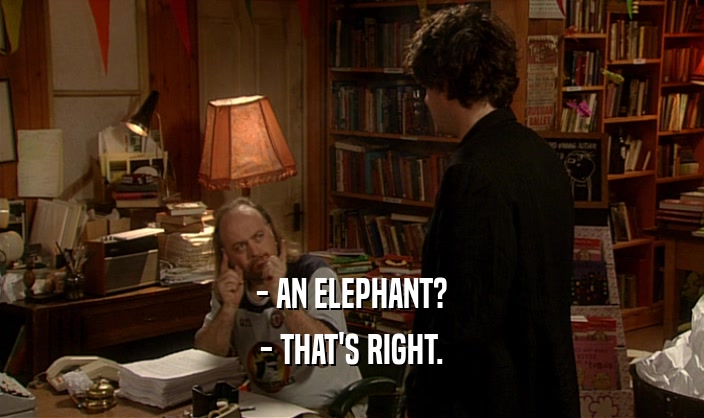 - AN ELEPHANT?
 - THAT'S RIGHT.
 