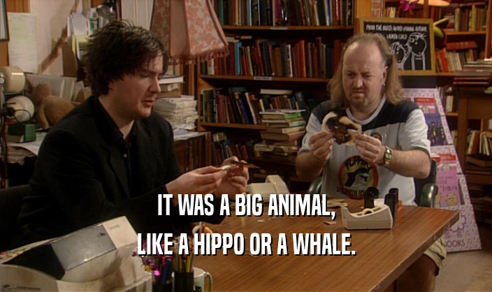 IT WAS A BIG ANIMAL, LIKE A HIPPO OR A WHALE. 
