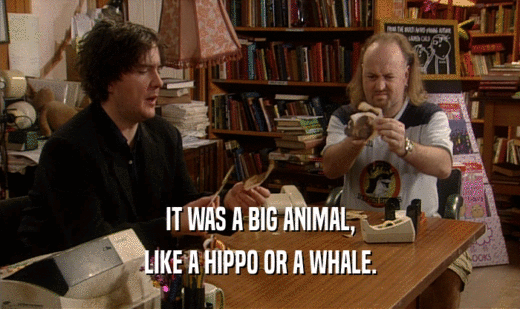 IT WAS A BIG ANIMAL,
 LIKE A HIPPO OR A WHALE.
 