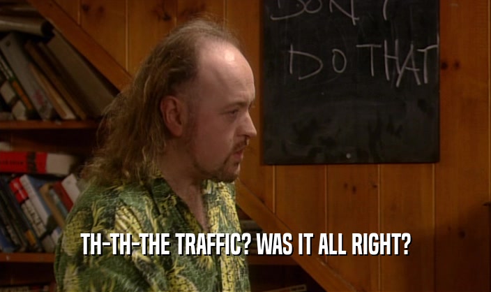 TH-TH-THE TRAFFIC? WAS IT ALL RIGHT?
  