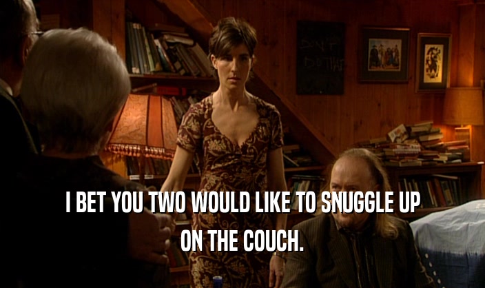 I BET YOU TWO WOULD LIKE TO SNUGGLE UP ON THE COUCH. 